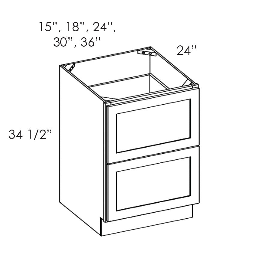 PW-2DB24 Petit White Shaker Drawer Base Cabinet