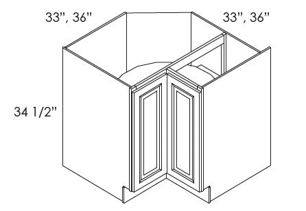 AG-LS3612 Greystone Shaker Corner Base Lazy Susan Cabinet w/ Revolving Shelves