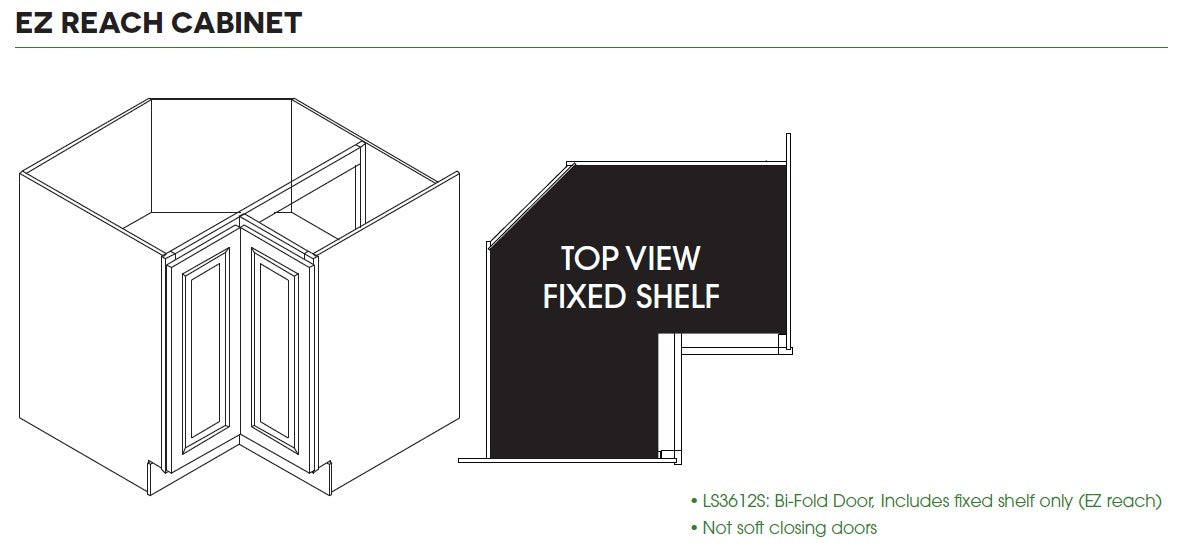 TQ-LS3612S Townplace Crema Corner Base Lazy Susan Cabinet w/ Fixed Shelf