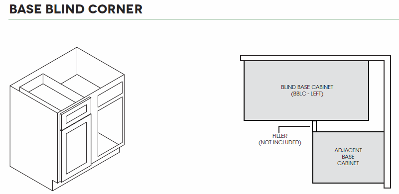 AN-BBLC45/48-42"W Nova Light Grey Blind Base Corner Cabinet