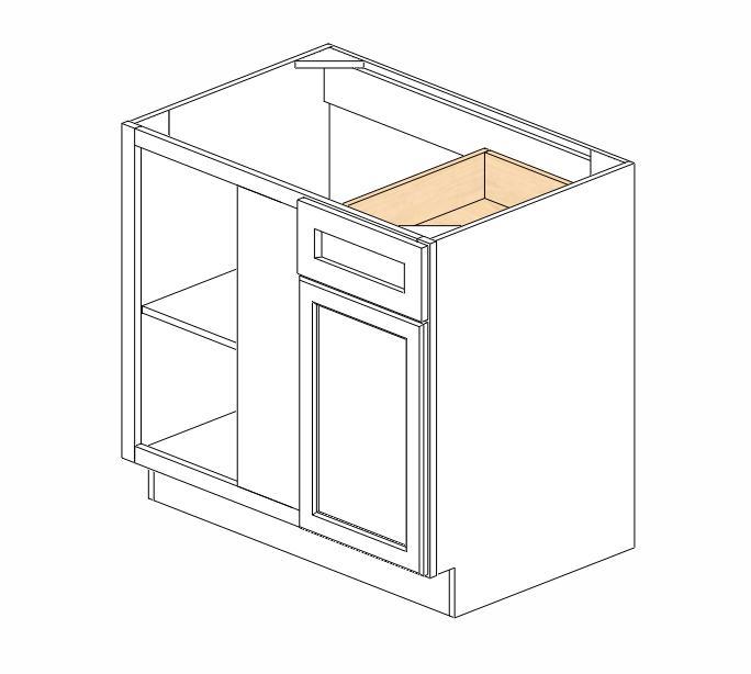 AW-BBLC39/42-36"W Ice White Shaker Blind Base Corner Cabinet