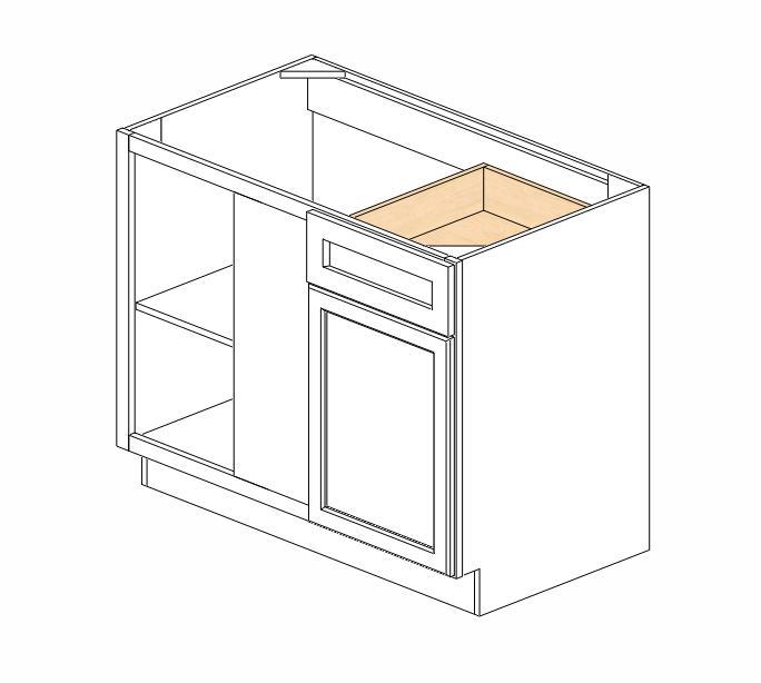 AW-BBLC45/48-42"W Ice White Shaker Blind Base Corner Cabinet