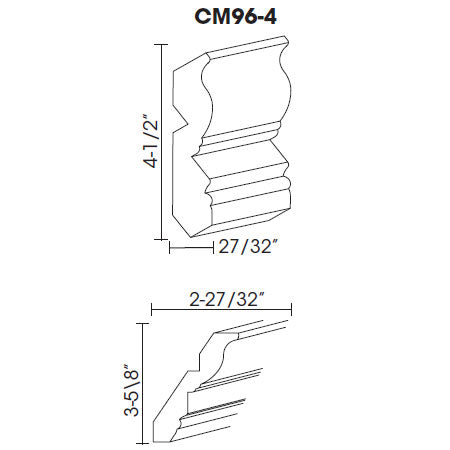 AB-CM96-4 Lait Grey Shaker Crown Molding