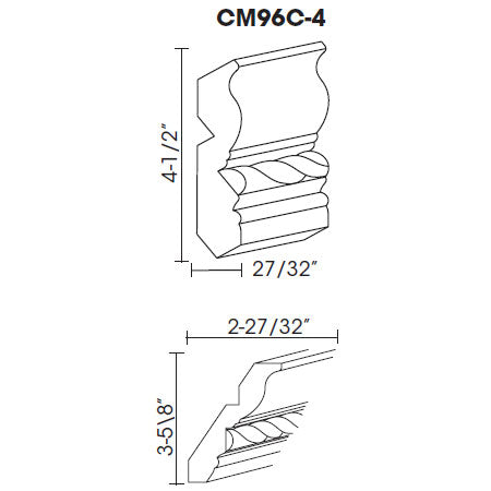 TW-CM96C-4 Uptown White Crown Molding