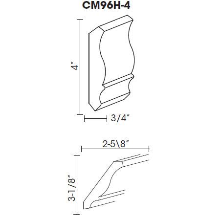 AW-CM96H-4 Ice White Shaker Crown Molding