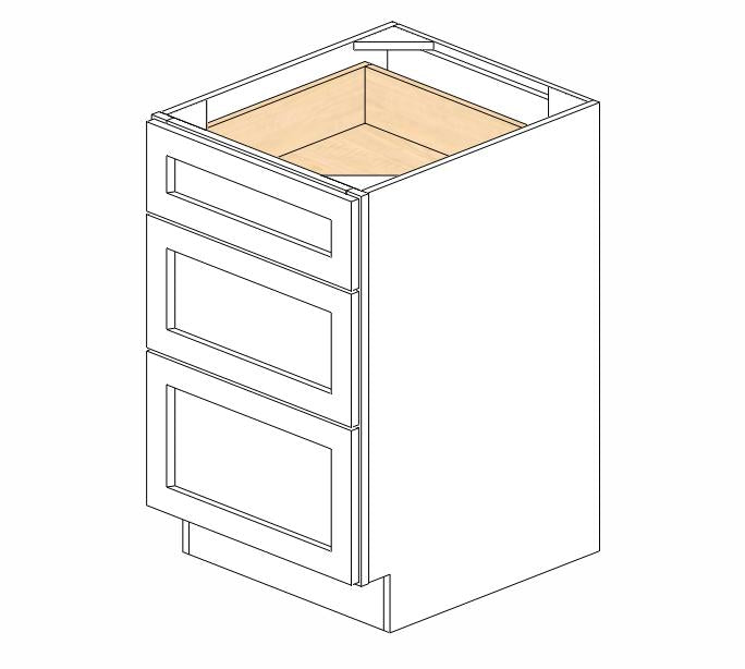 PW-DB21(3) Petit White Shaker Drawer Base Cabinet