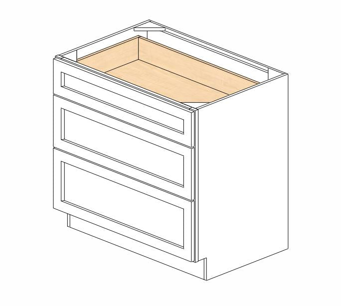 TW-DB36(3) Uptown White Drawer Base Cabinet