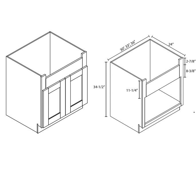 AW-FSB30B Ice White Shaker Farm Sink Base Cabinet* (Special order item, eta 4-5 weeks)