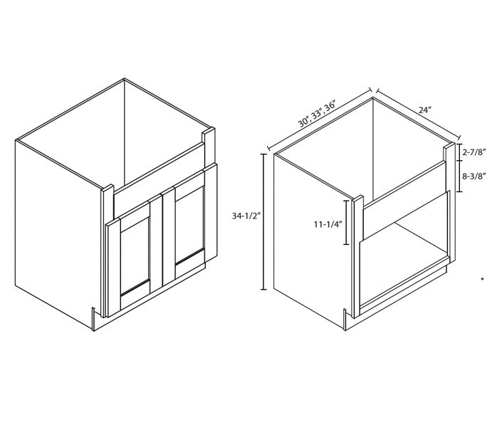 PD-FSB33B Petit Blue Shaker Farm Sink Base Cabinet