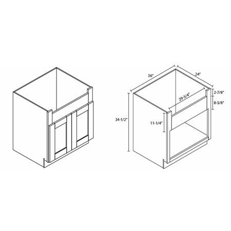 AW-FSB36B Ice White Shaker Farm Sink Base Cabinet