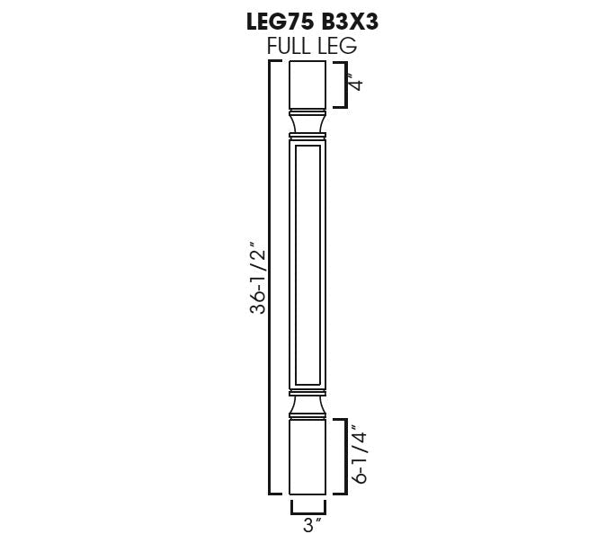 TW-LEG75 B3x3 Uptown White Decorative Leg