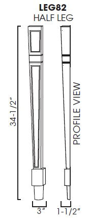 AW-LEG82 Ice White Shaker Decorative Half Leg* (Special order item, eta 4-5 weeks)