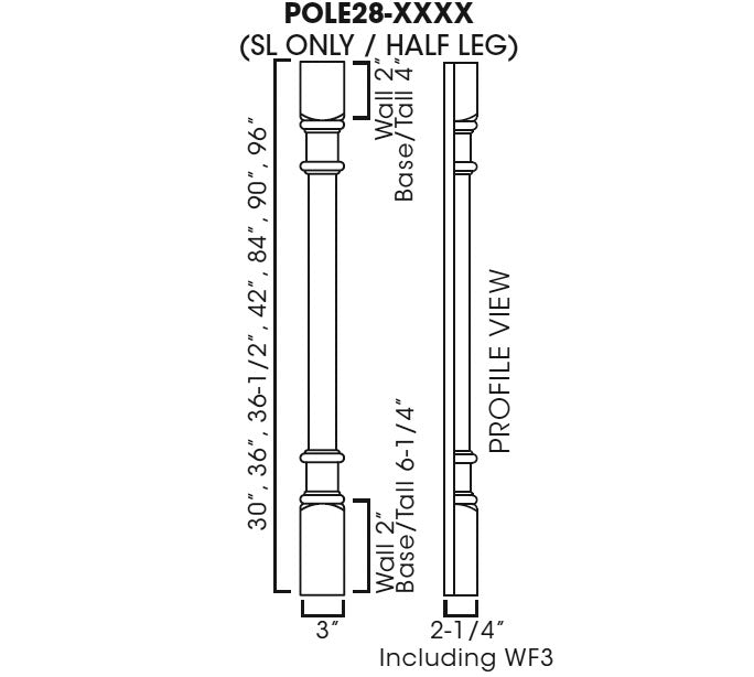 TQ-POLE28-W330 Townplace Crema Decorative Half Leg