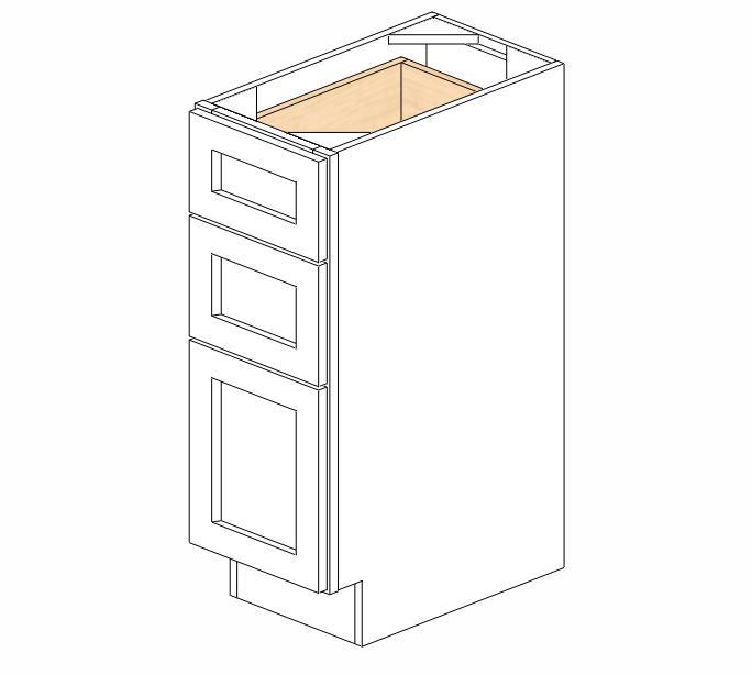 AW-SVB1221-34-1/2" Ice White Shaker Vanity Drawer Base