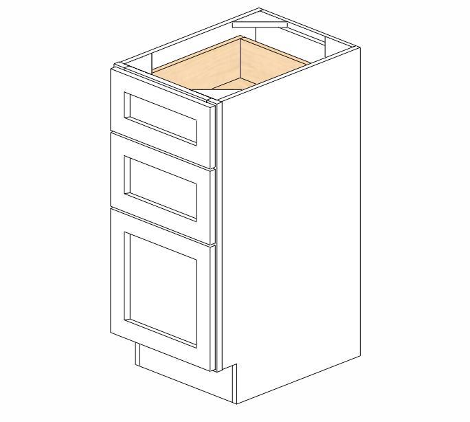 AW-SVB1521-34-1/2" Ice White Shaker Vanity Drawer Base